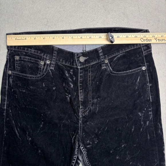 Polo Ralph Lauren Tompkins Mid Rise Skinny Black Crushed Velvet Pants Womens 30R - Picture 12 of 16